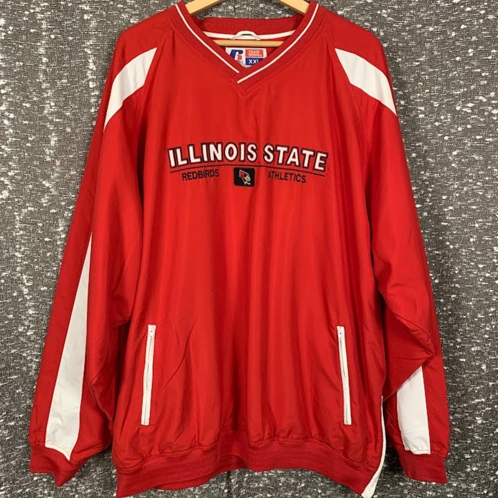 VTG Russell Athletic Illinois State Redbirds V-Neck Windshirt Pullover XXL